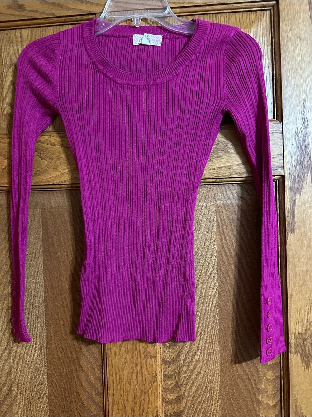 Pink Republic Fuchsia Ribbed Long-Sleeve Knit Top